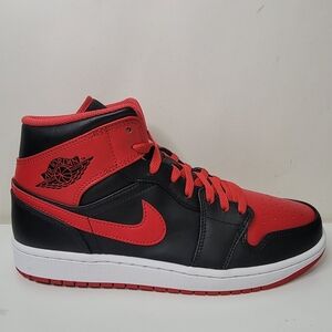 AIR JORDAN 1 MID Black/Fire Red-white DQ8426 060  MENS